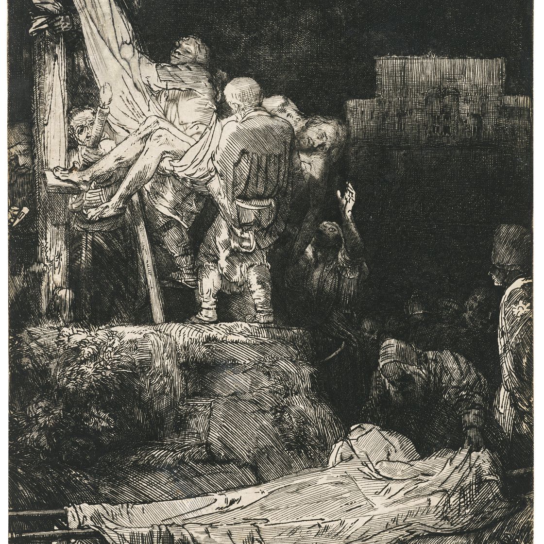 Rembrandt van Rijn — Сошествие с Креста при свете факелов