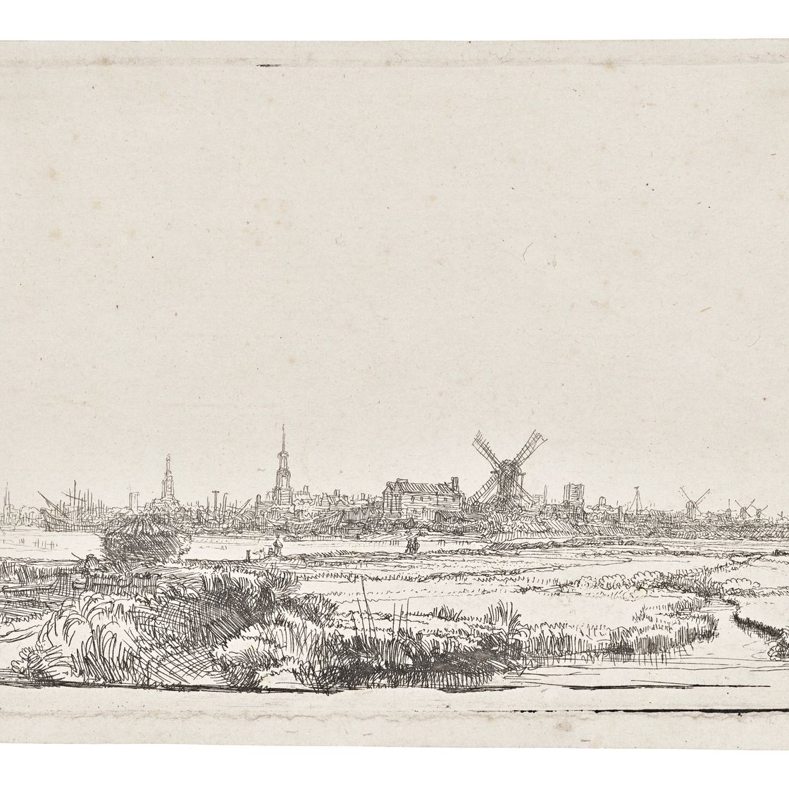 Rembrandt van Rijn — Вид на Амстердам с горы Кадийк