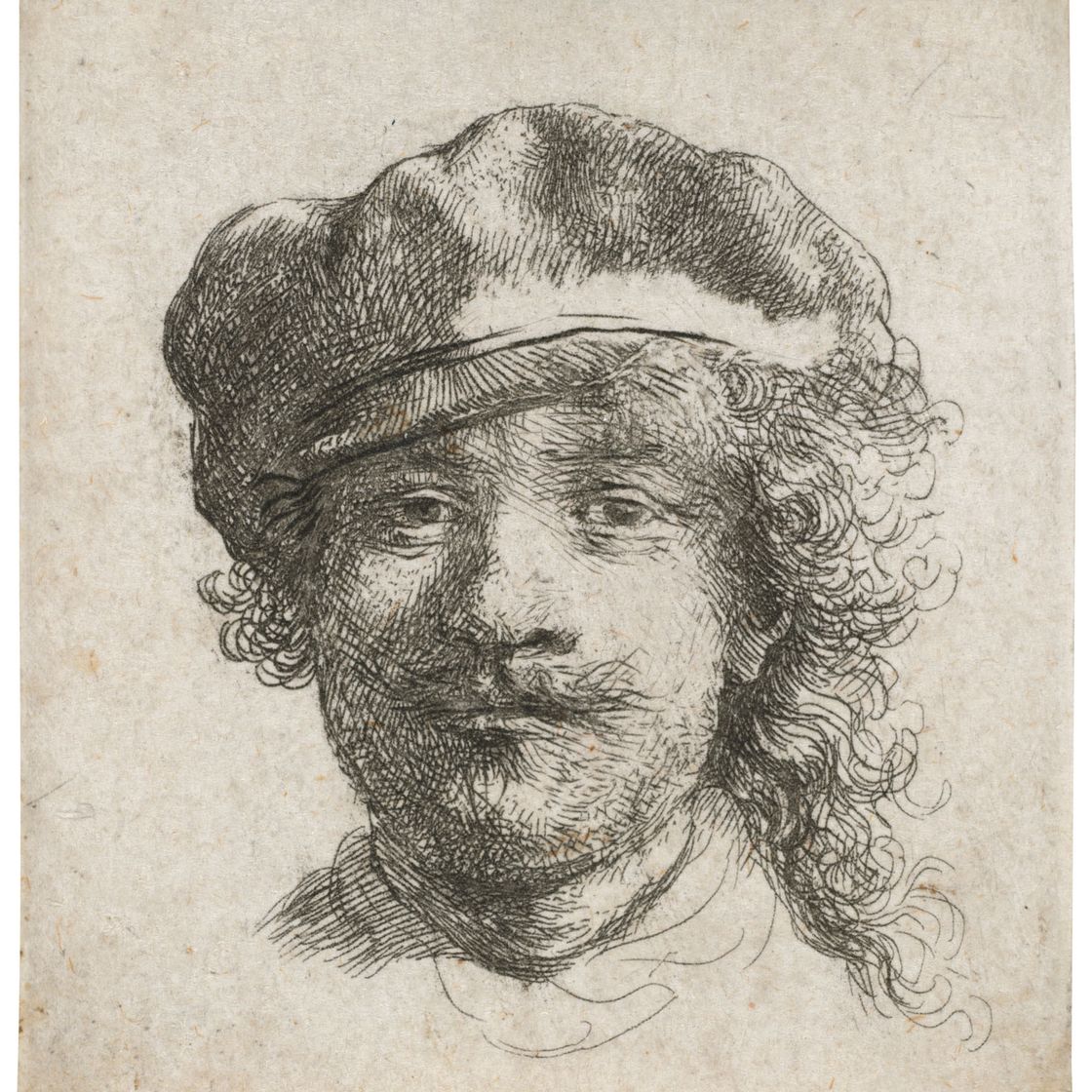 Rembrandt van Rijn — Автопортрет в мягкой шапочке: анфас, только голова