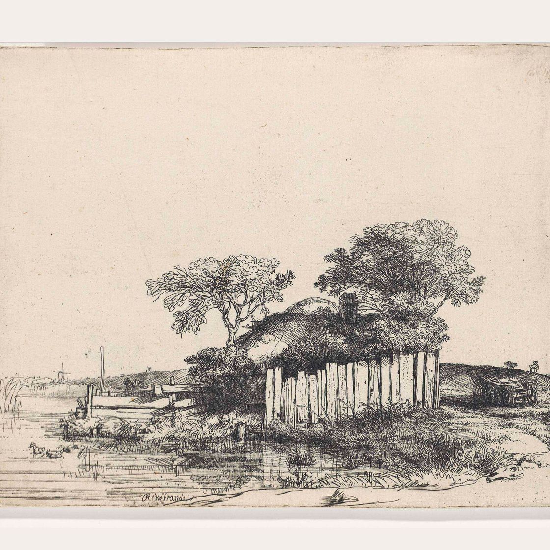 Rembrandt van Rijn — Коттедж с белым забором (Б., Зал. 232; Н. 203)