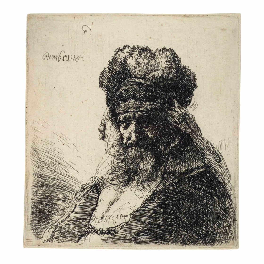 Rembrandt van Rijn — Бородатый старик в меховой шапке