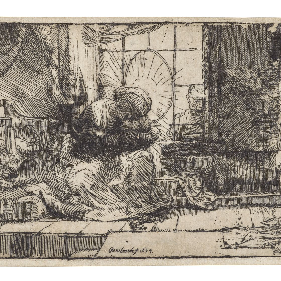 Rembrandt van Rijn — Дева и младенец с Кошкой и змеей