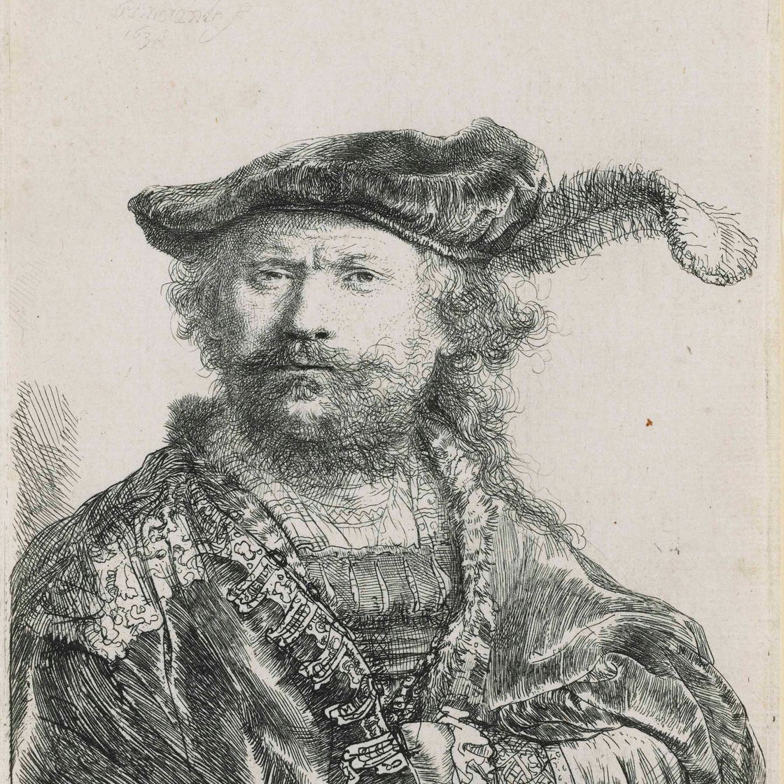 Rembrandt van Rijn — Автопортрет в бархатной шапочке с плюмажем