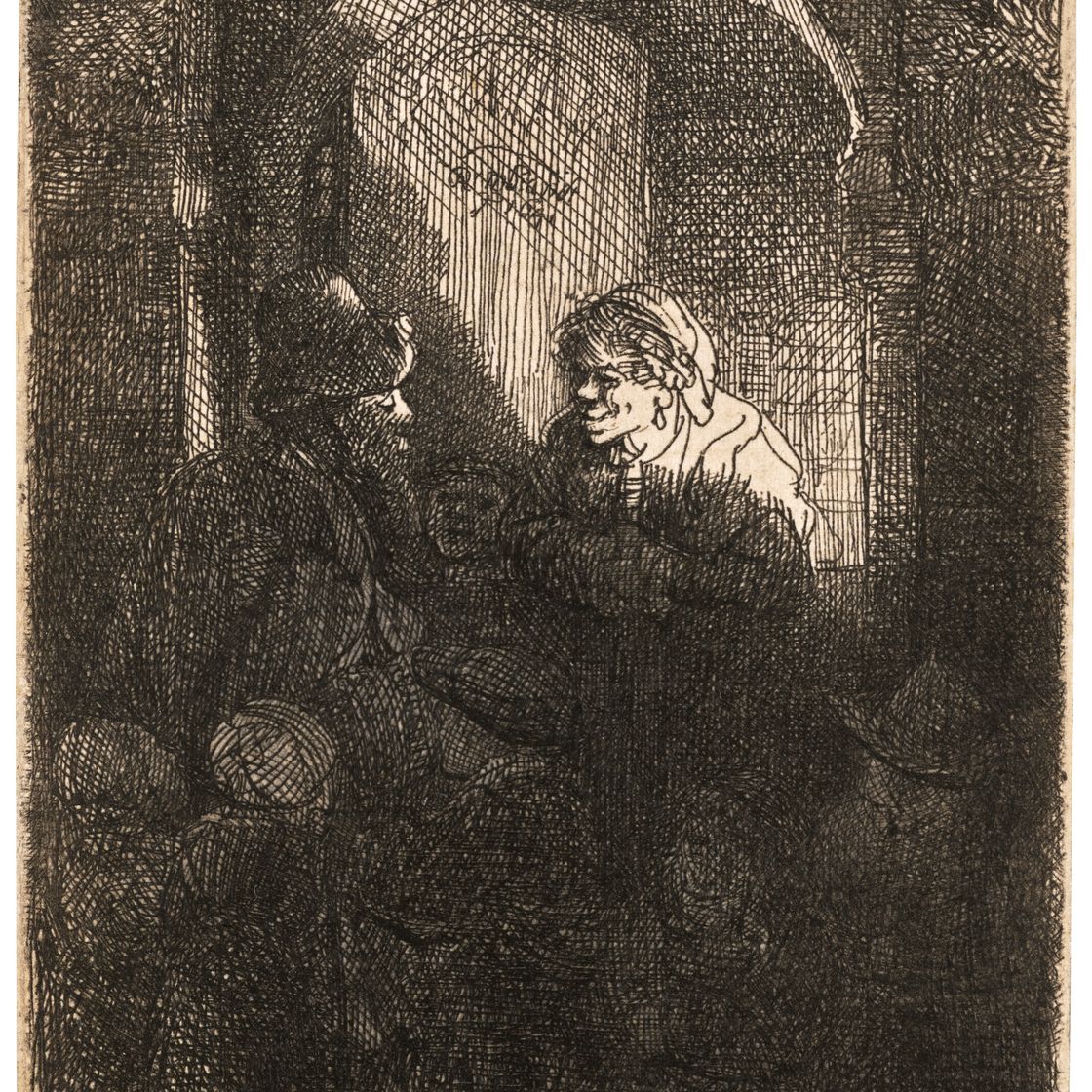 Rembrandt van Rijn — Игрок на шарманке в сопровождении детей у дверей дома ("Школьный учитель")
