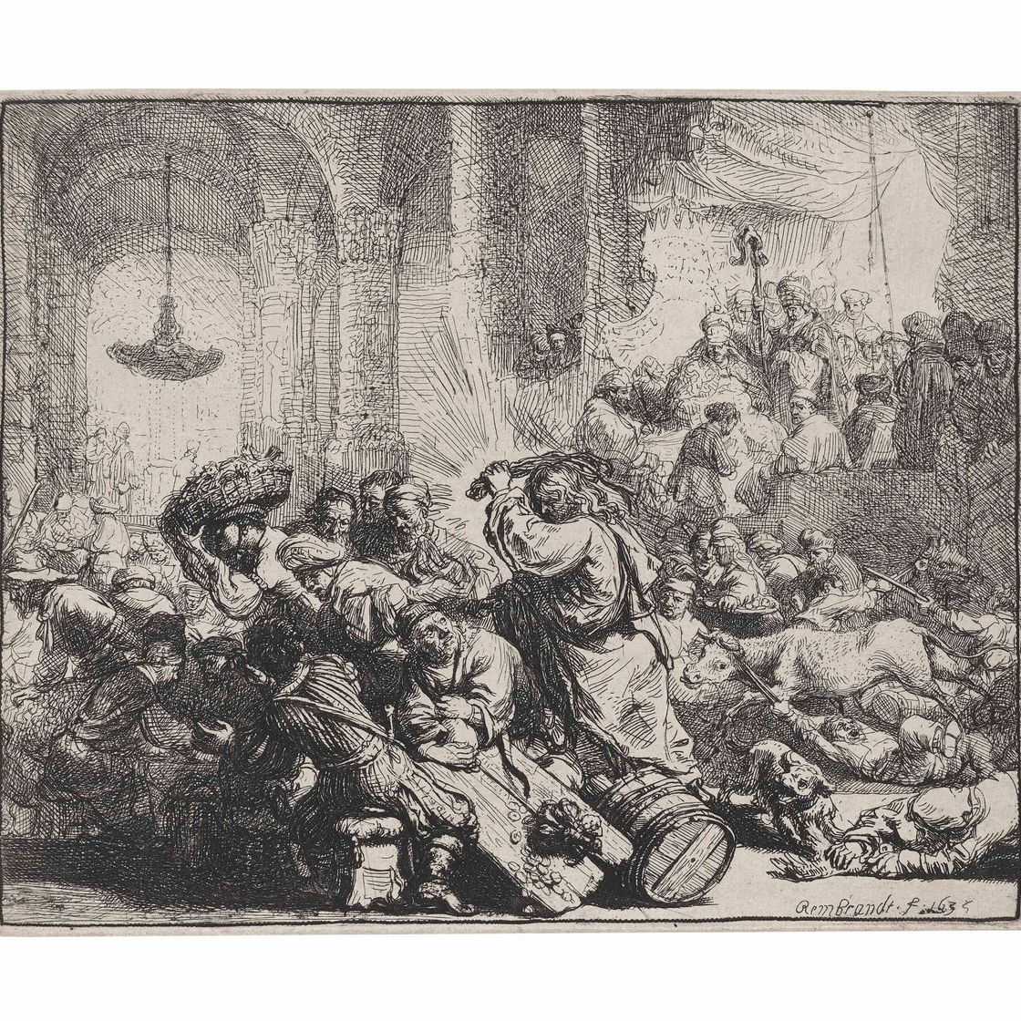Rembrandt van Rijn — Христос изгоняет менял из храма