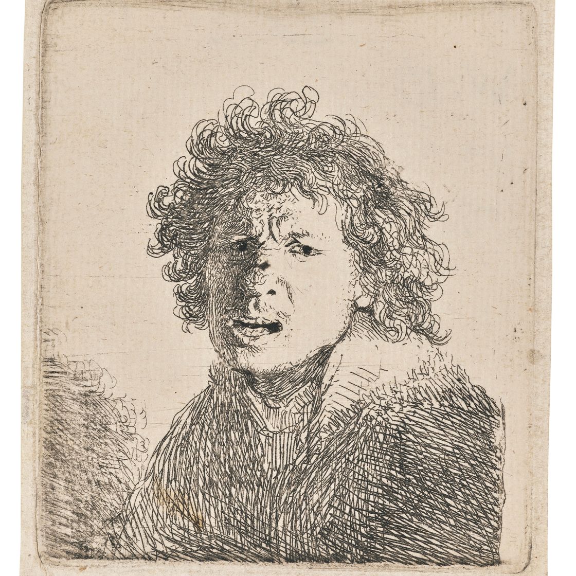 Rembrandt van Rijn — Автопортрет с открытым ртом, как будто кричащий: Бюст