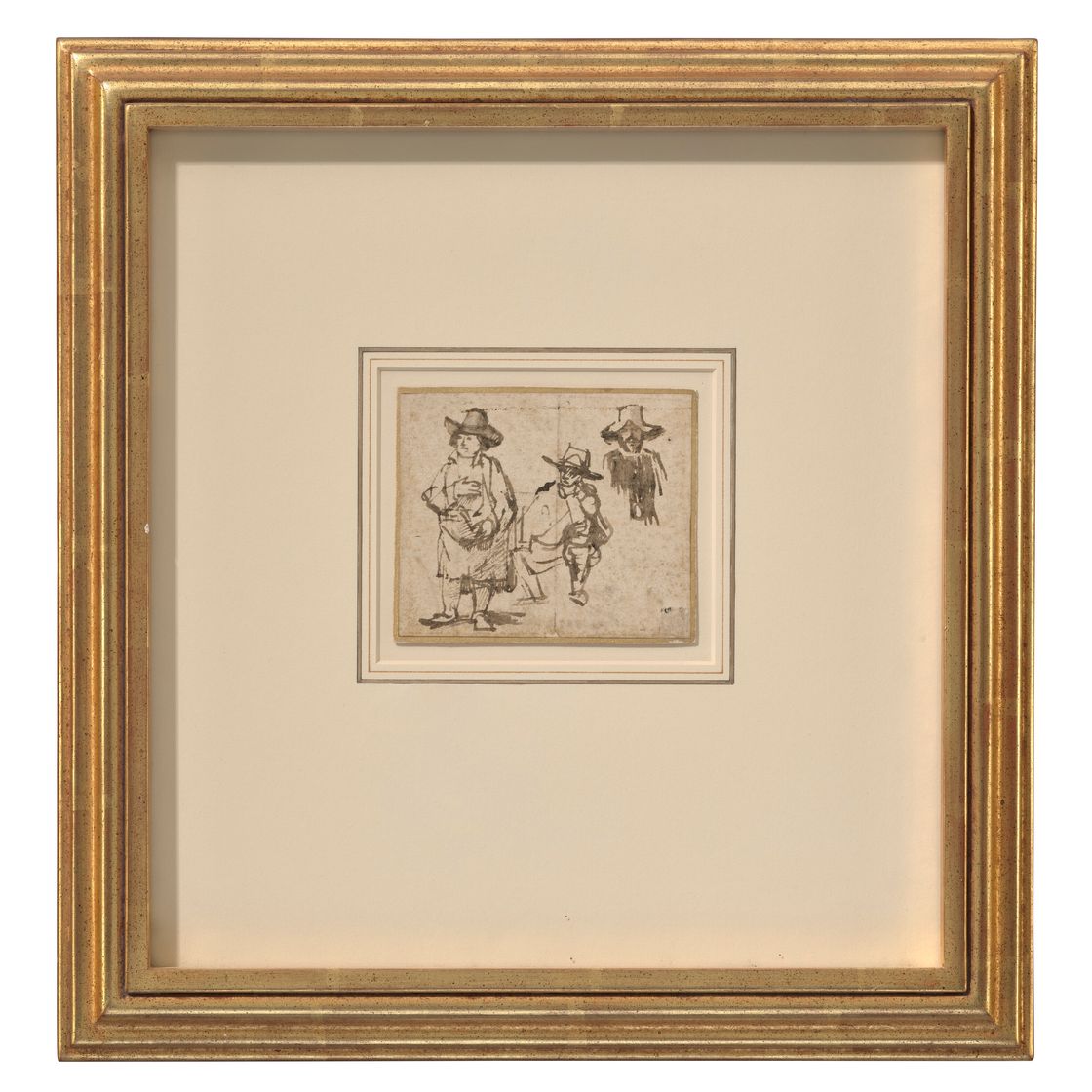 Rembrandt van Rijn — Три исследования мужчин, носящих шляпы, изображение 2