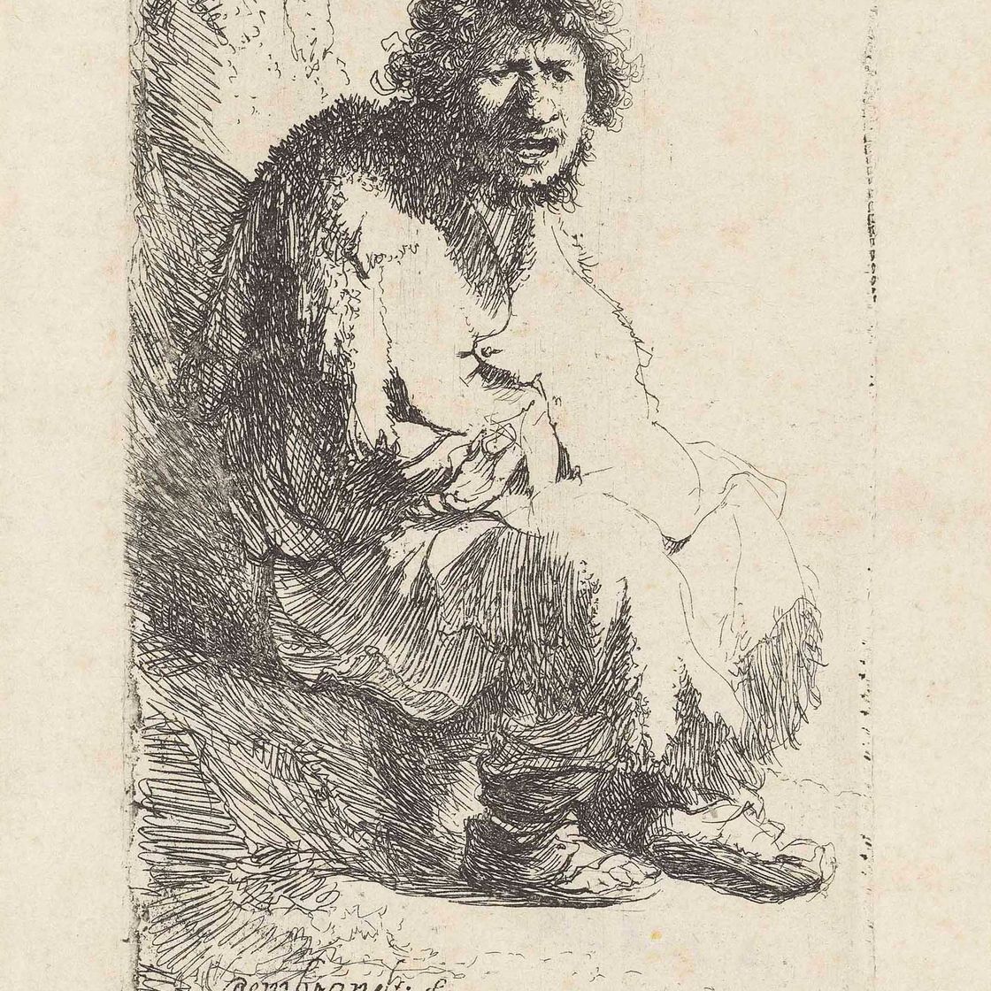 Rembrandt van Rijn — Нищий, сидящий на берегу