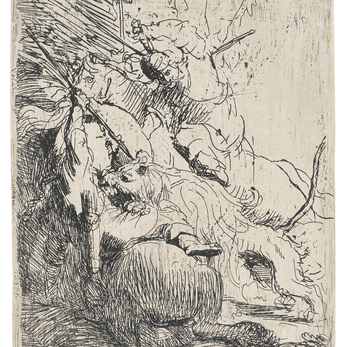 Rembrandt van Rijn — Охота на маленького льва (с одним львом)