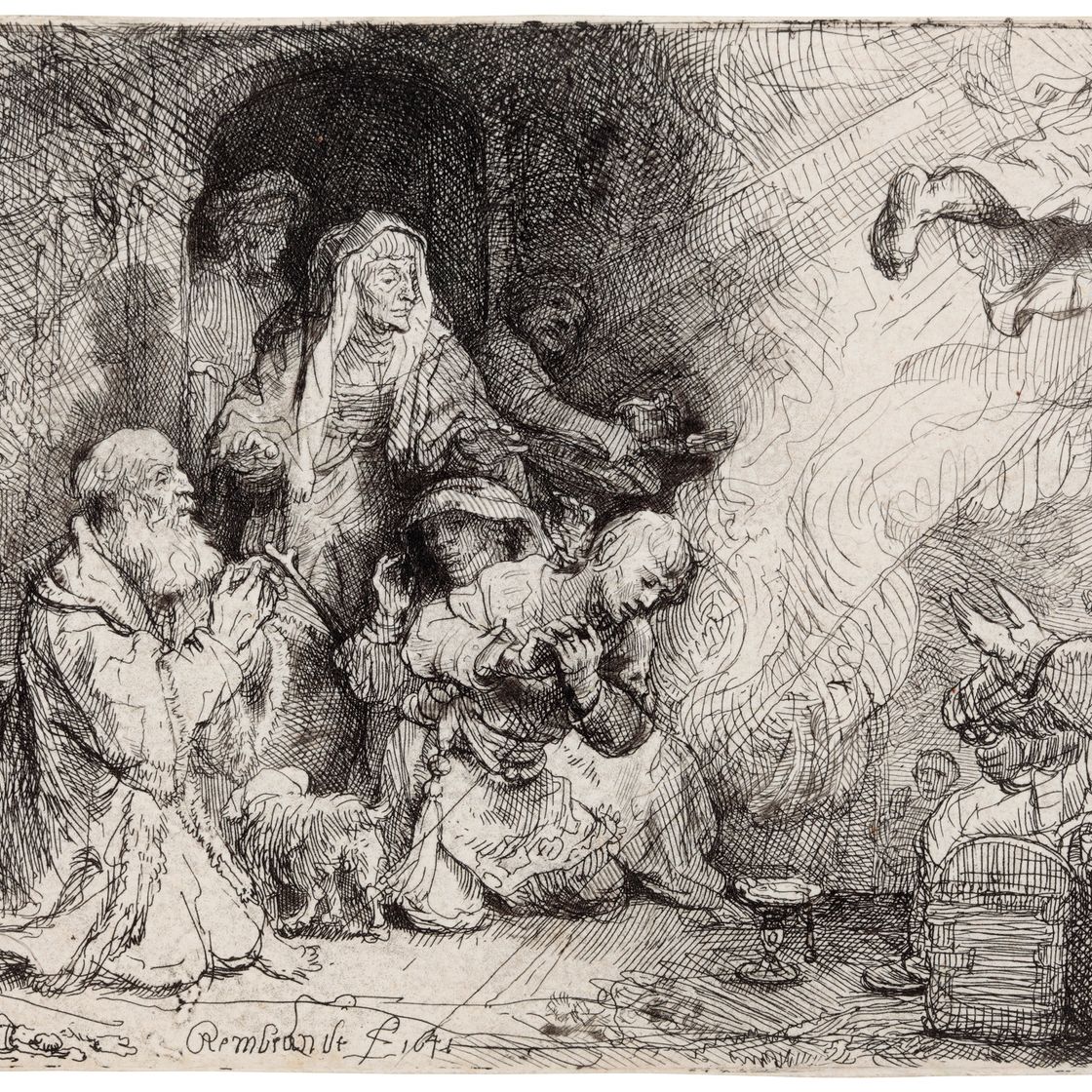 Rembrandt van Rijn — Ангел, покидающий семью Товии