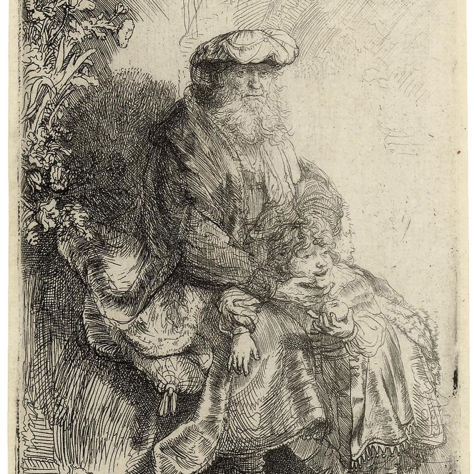 Rembrandt van Rijn — Авраам, ласкающий Исаака (Б., Холл. 33; Н. 148)