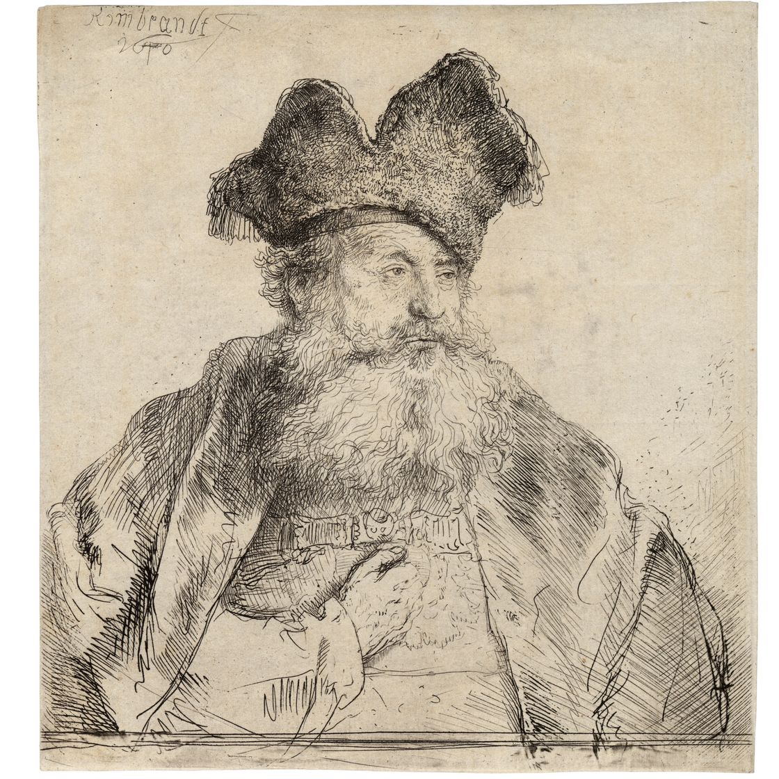 Rembrandt van Rijn — Старик в раздвоенной меховой шапке