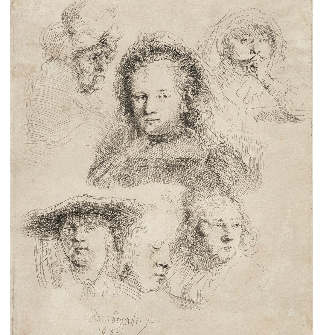 Rembrandt van Rijn — Исследования головы Саскии и других