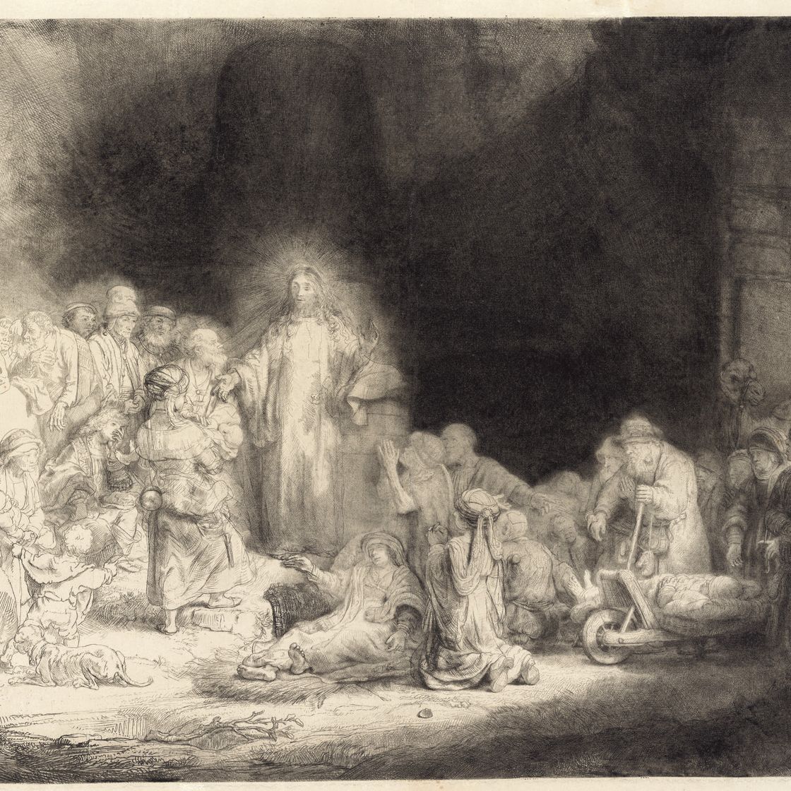 Rembrandt van Rijn — Христос, исцеляющий больных: "Гравюра за сто гульденов" (Б., Зал. 74; Н. 74)