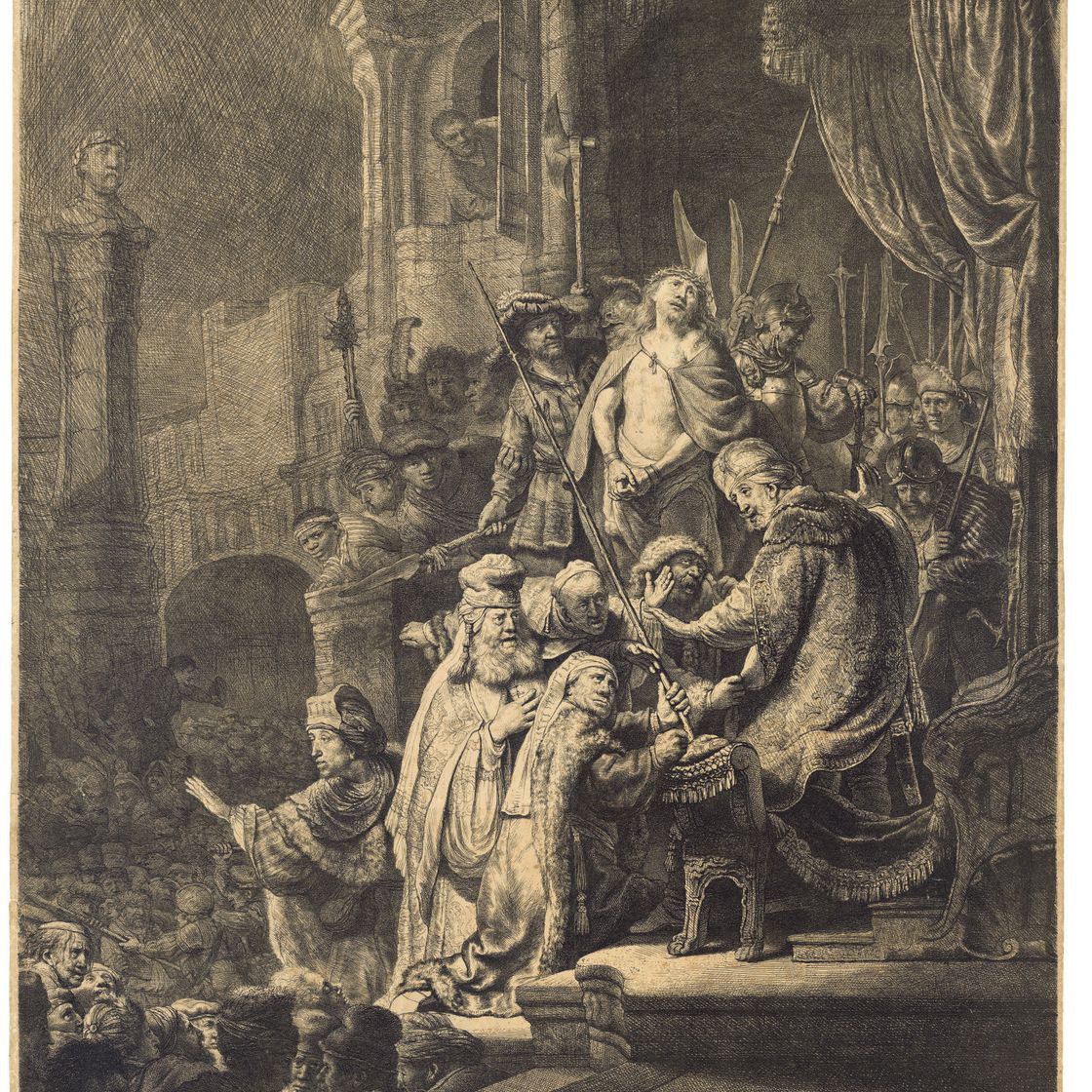 Rembrandt van Rijn — Христос перед Пилатом: Большая тарелка (В., Зал. 77; Н. 143)