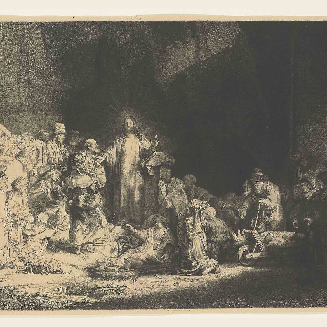 Rembrandt van Rijn — Христос, исцеляющий больных: "Гравюра за сто гульденов" (Б., Зал. 74; Н. 236)