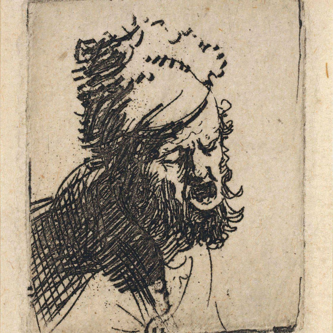 Rembrandt van Rijn — Голова мужчины в меховой шапке, кричащего (Б., Зал. 327; Ч. 37)