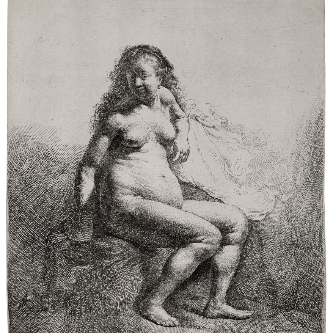 Rembrandt van Rijn — Обнаженная женщина на холме