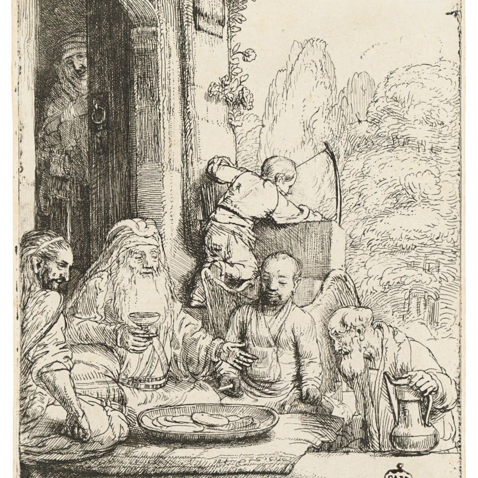 Rembrandt van Rijn — Авраам, принимающий ангелов (Б., Зал. 29; Ч. 286)
