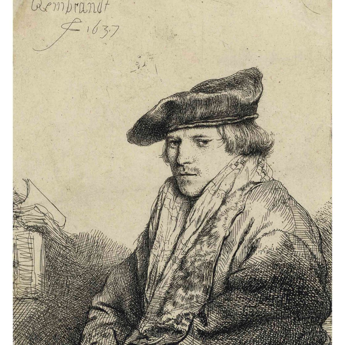 Rembrandt van Rijn — Молодой человек в бархатной шапочке (Б., Зал. 268; Н. 151)