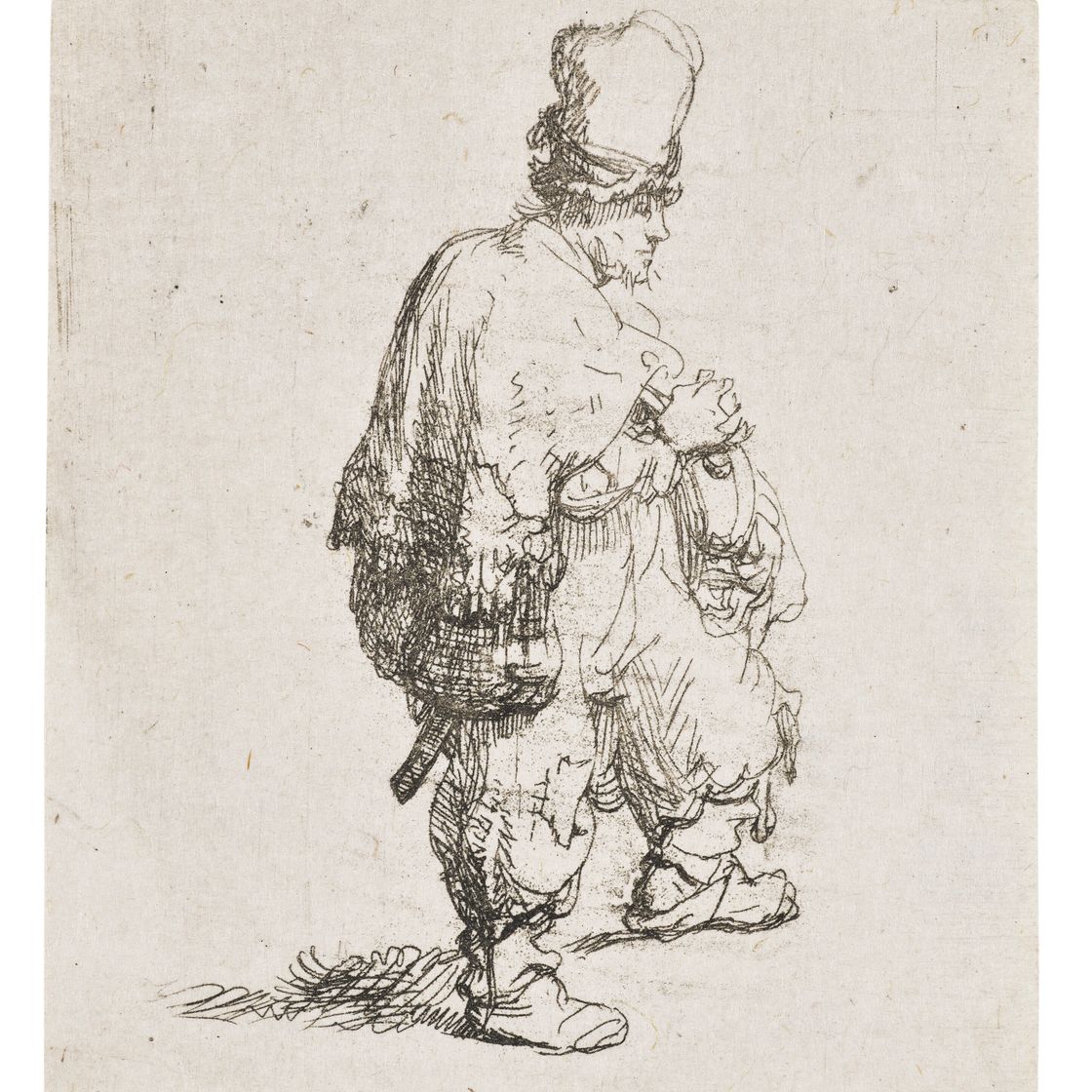 Rembrandt van Rijn — Игрок на шарманке стоя ("Полянин, стоящий со скрещенными на груди руками")
