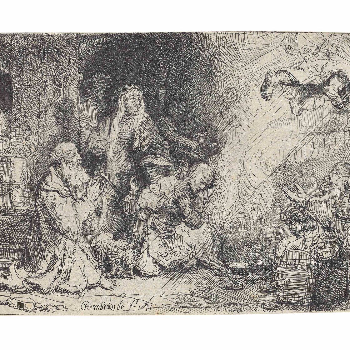Rembrandt van Rijn — Ангел, покидающий семью Товии
