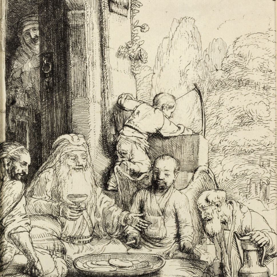 Rembrandt van Rijn — Авраам, принимающий ангелов (Б., Зал. 29; Ч. 286)