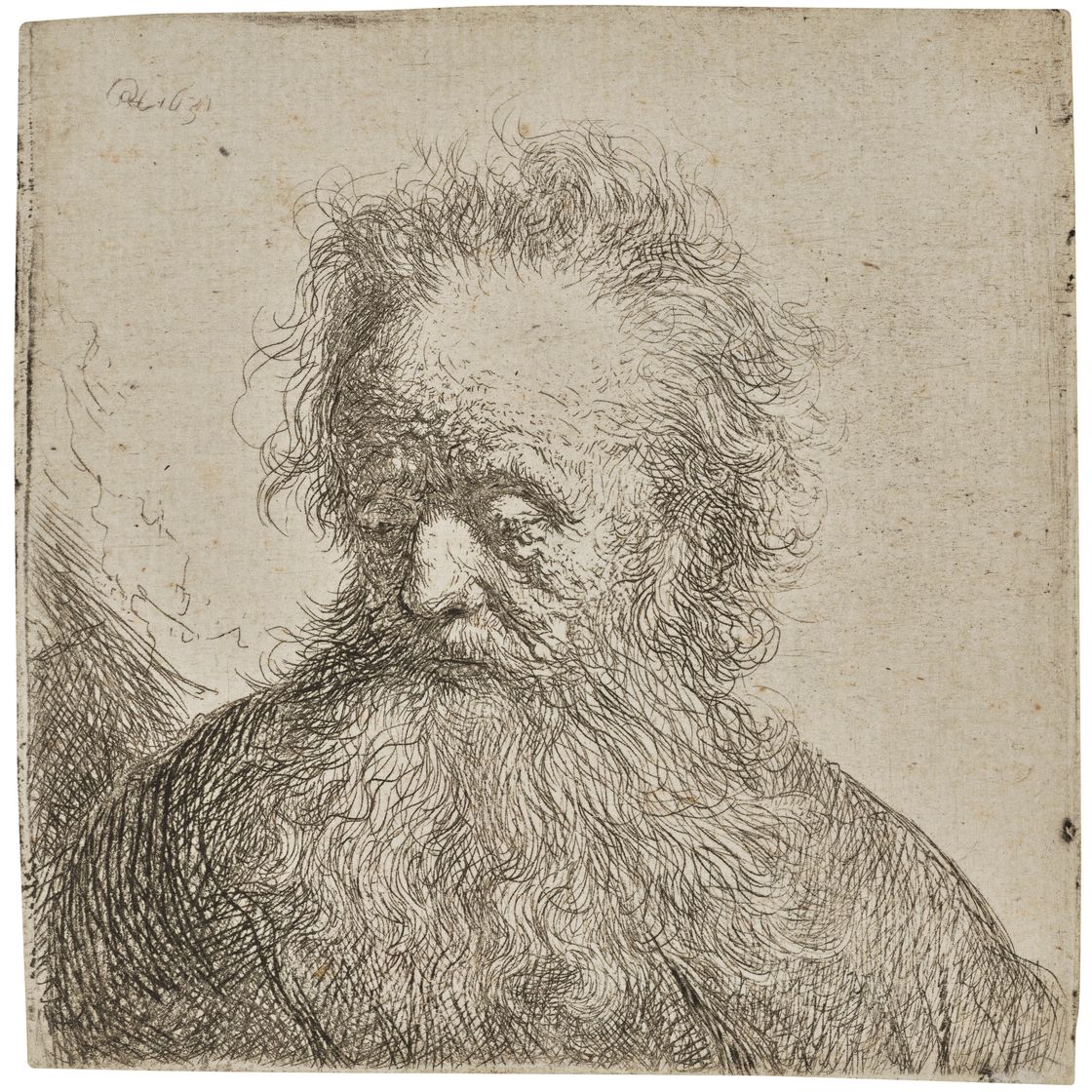 Rembrandt van Rijn — Старик с развевающейся бородой: Бюст