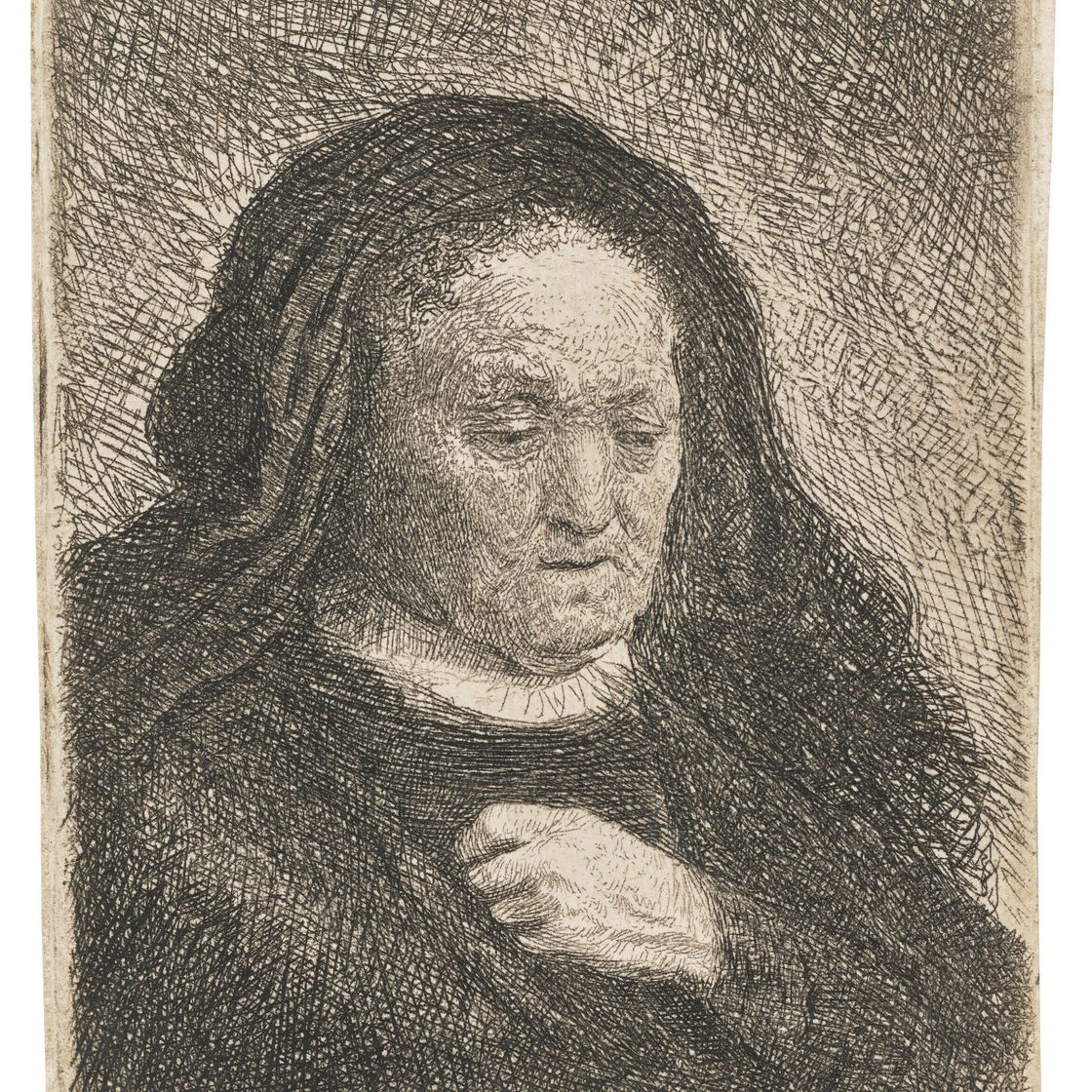 Rembrandt van Rijn — Мать художника, прижав руку к груди