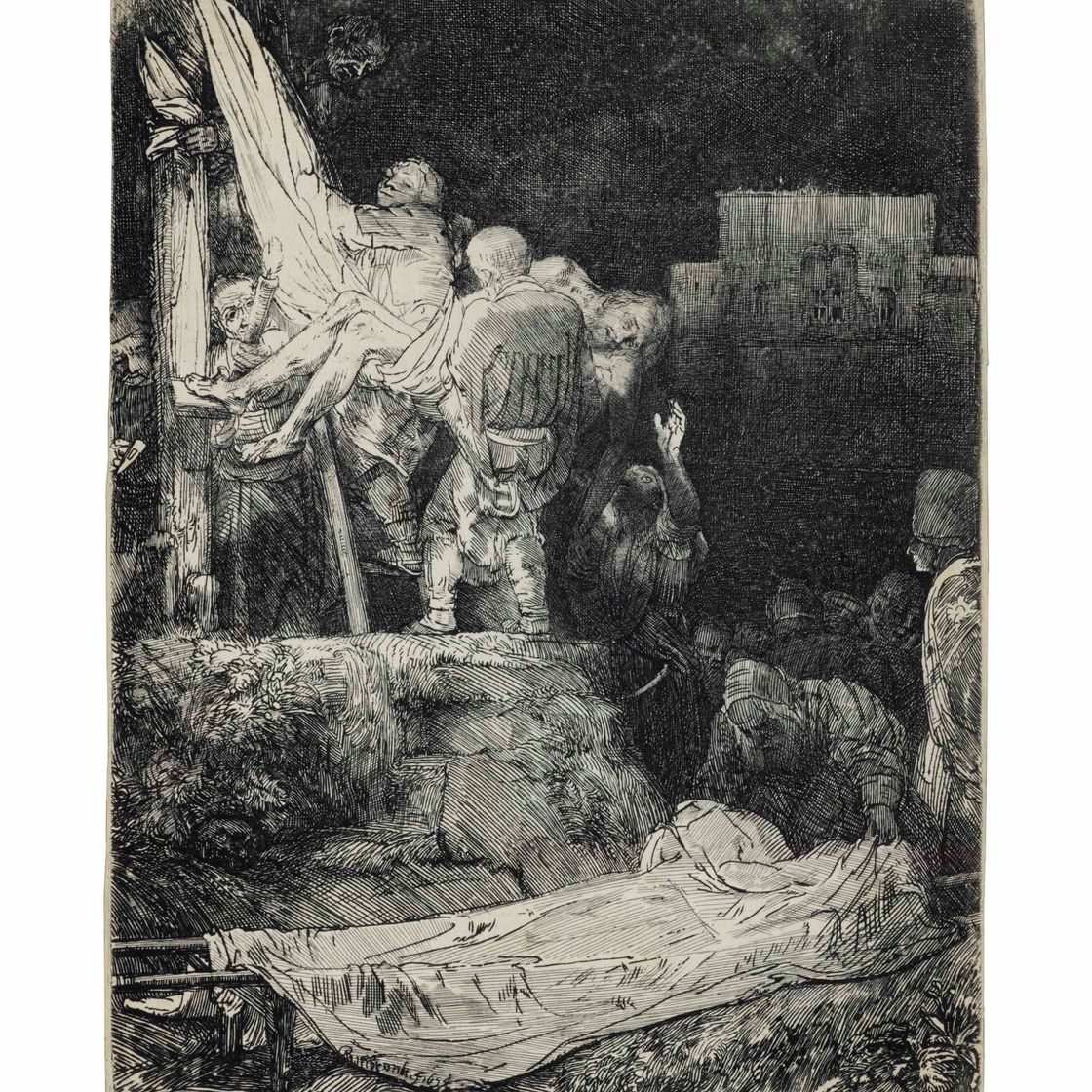 Rembrandt van Rijn — Сошествие с Креста при свете факелов