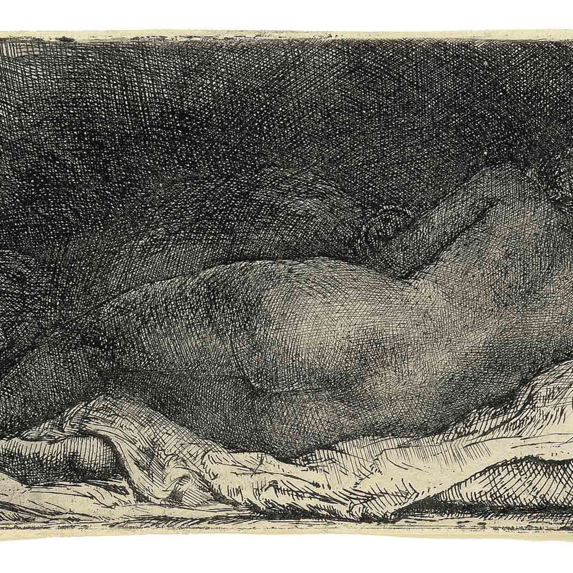 Rembrandt van Rijn — Лежащая негритянка (Б., Зал. 205; Ч. 299)