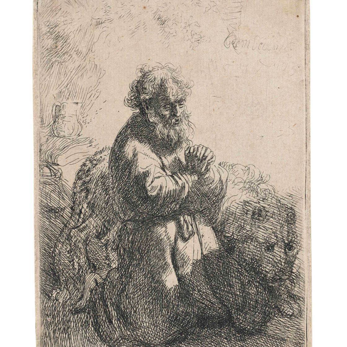 Rembrandt van Rijn — Святой Иероним, преклонивший колени в молитве