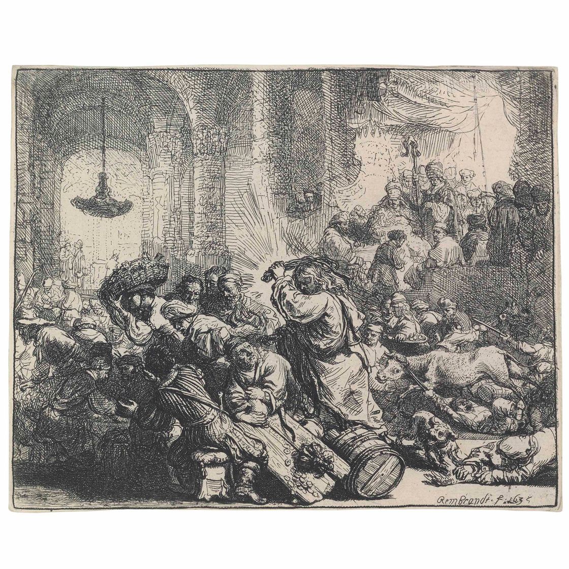 Rembrandt van Rijn — Христос изгоняет менял из Храма (Б., стр. 69; Н. 126; Новый стр. 139)