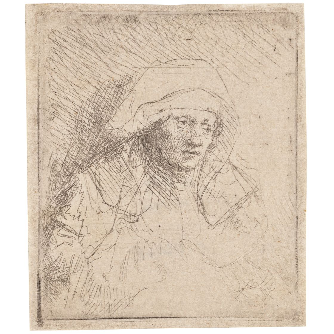 Rembrandt van Rijn — Больная женщина в большом белом головном уборе (Саския)