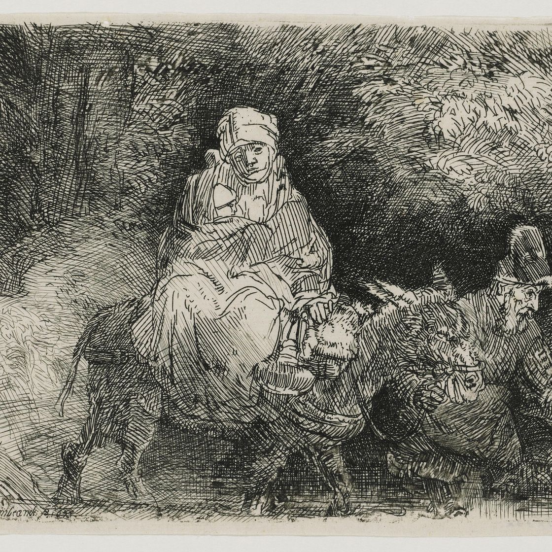 Rembrandt van Rijn — Бегство в Египет: переправа через ручей, изображение 1