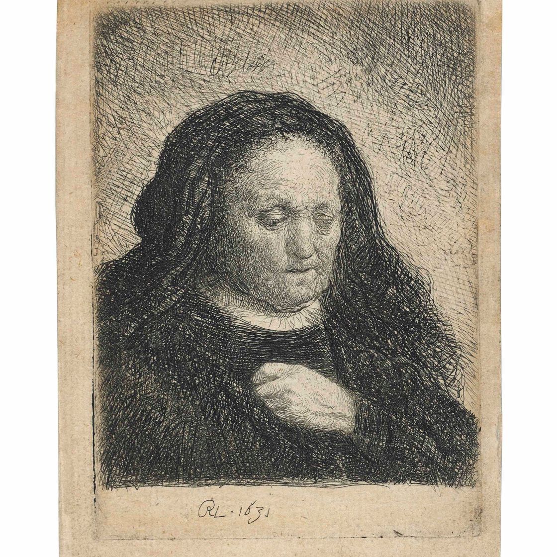 Rembrandt van Rijn — Мать художника, прижав руку к груди