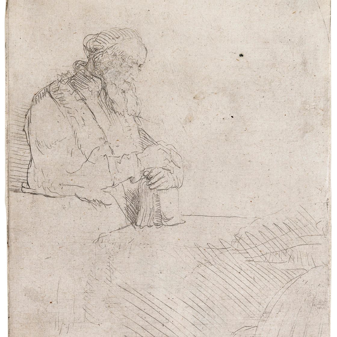 Rembrandt van Rijn — Старик в медитации, опирающийся на книгу