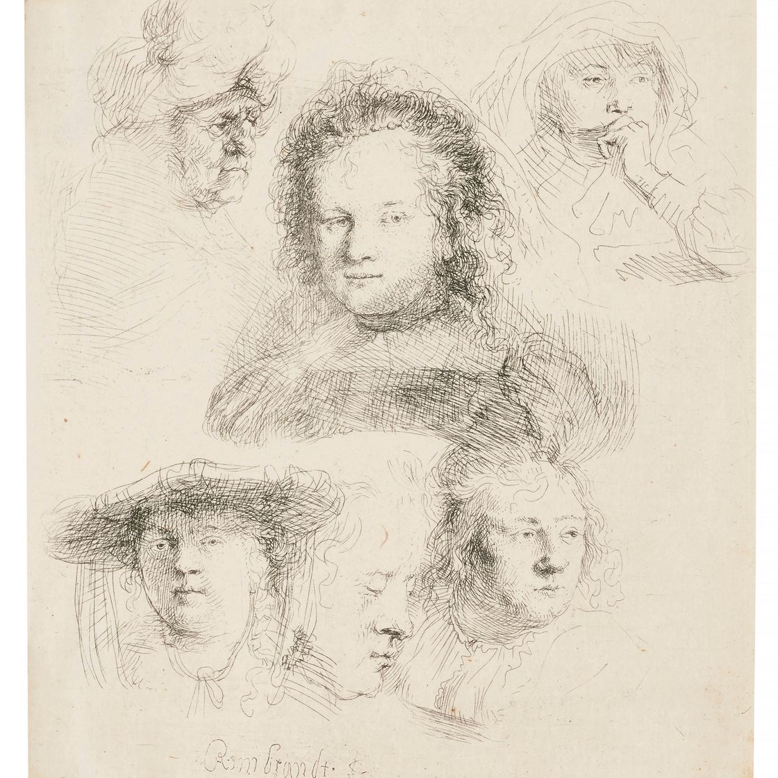 Rembrandt van Rijn — Исследования головы Саскии и других