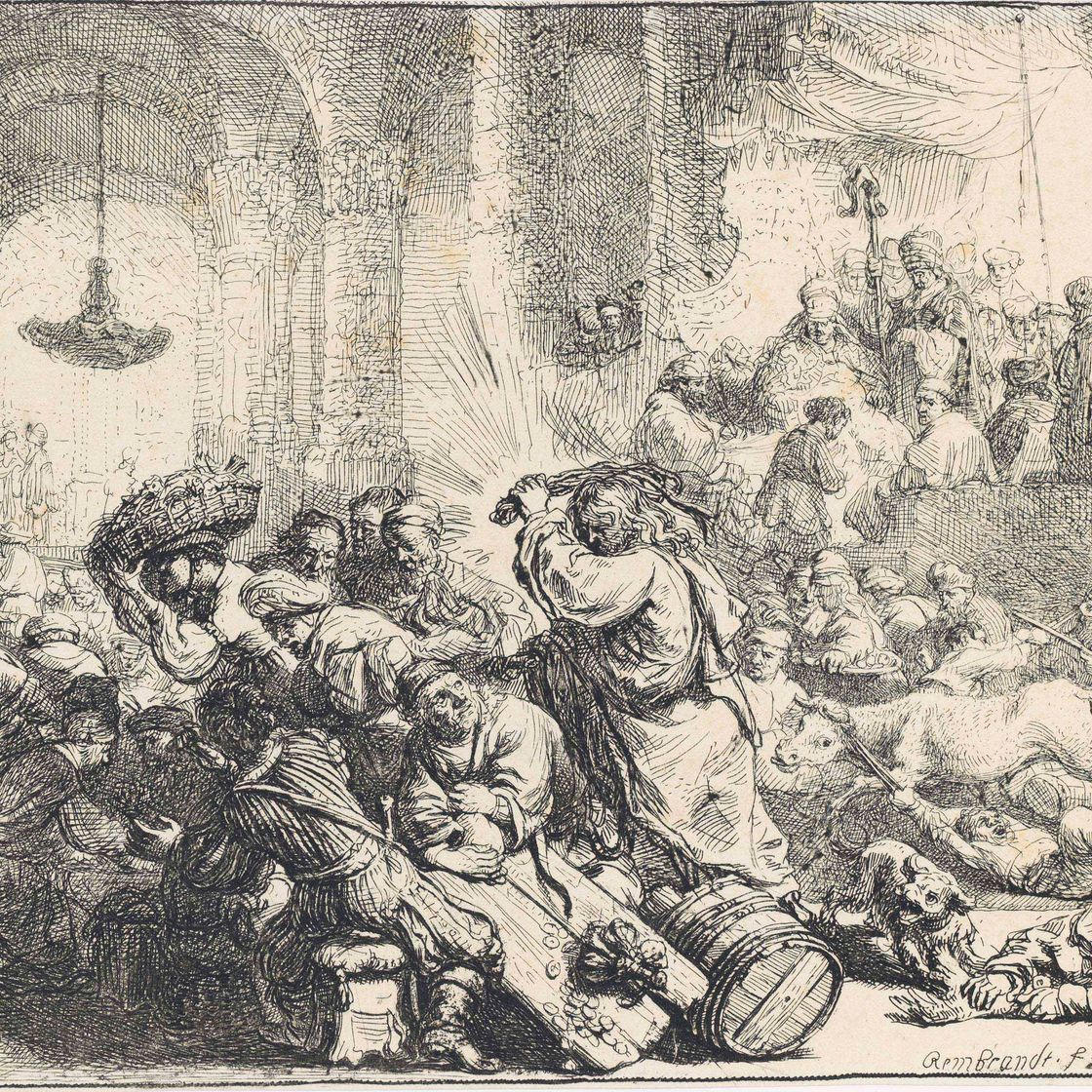 Rembrandt van Rijn — Христос изгоняет менял из храма (Б., гл. 69; ч. 126)