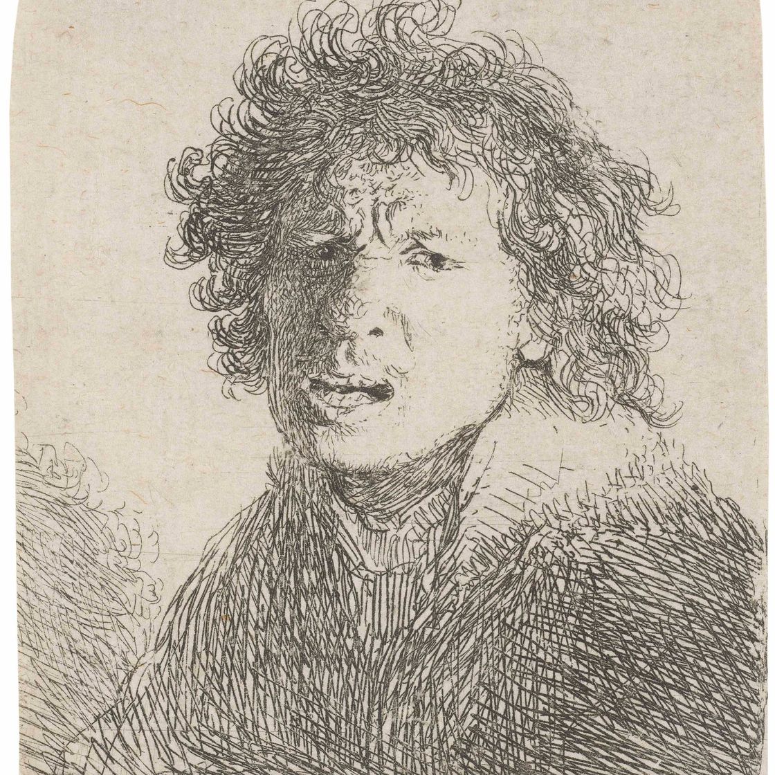 Rembrandt van Rijn — Автопортрет с открытым ртом, как будто кричащий: Бюст