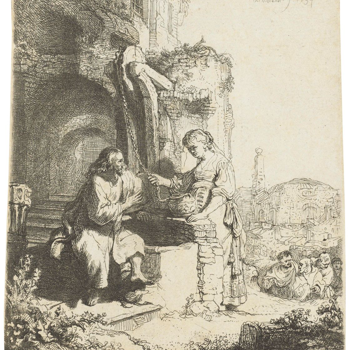 Rembrandt van Rijn — Христос и женщина из Самарии среди руин