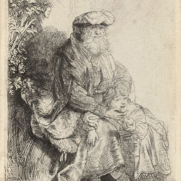 Rembrandt van Rijn — Авраам ласкает Бенджамина (Б., Холл. 33; Н. 148)