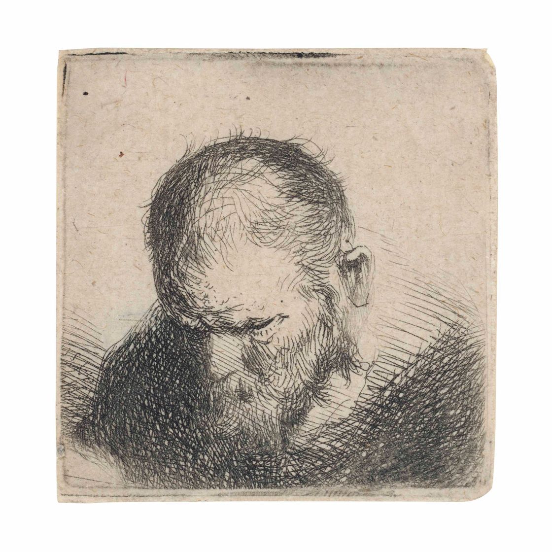 Rembrandt van Rijn — Старый бородатый мужчина смотрит вниз