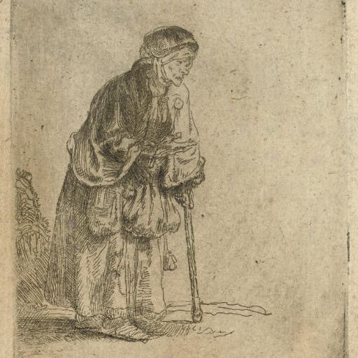 Rembrandt van Rijn — Нищая женщина, опирающаяся на палку (Б., Зал. 170; Н. 219)