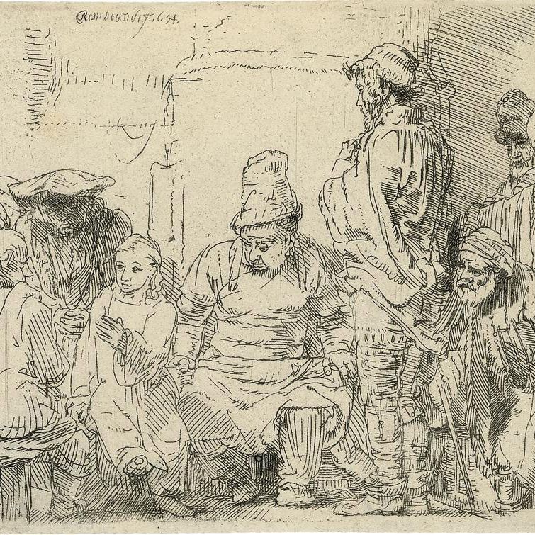Rembrandt van Rijn — Сидящий Христос спорит с врачами (Б., Зал. 64; Ч. 277)