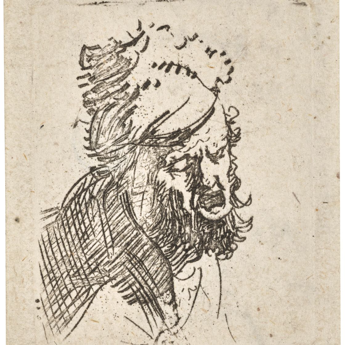 Rembrandt van Rijn — Голова мужчины в меховой шапке, кричащего
