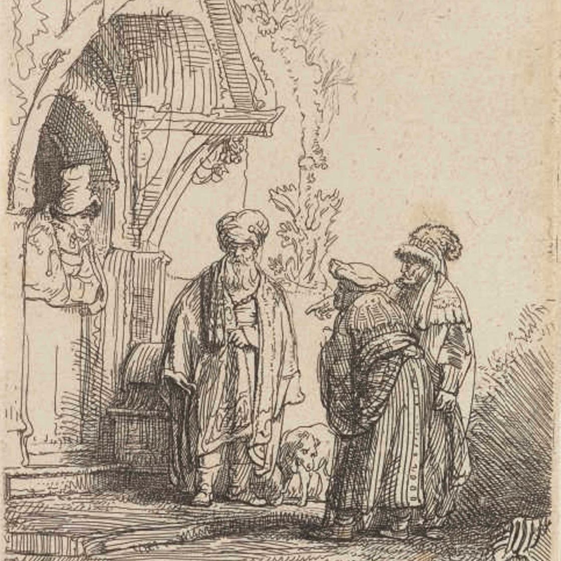Rembrandt van Rijn — Три восточные фигуры (Иаков и Лаван?)
