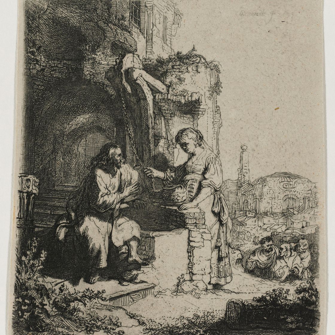 Rembrandt van Rijn — Христос и женщина из Самарии среди руин, изображение 1