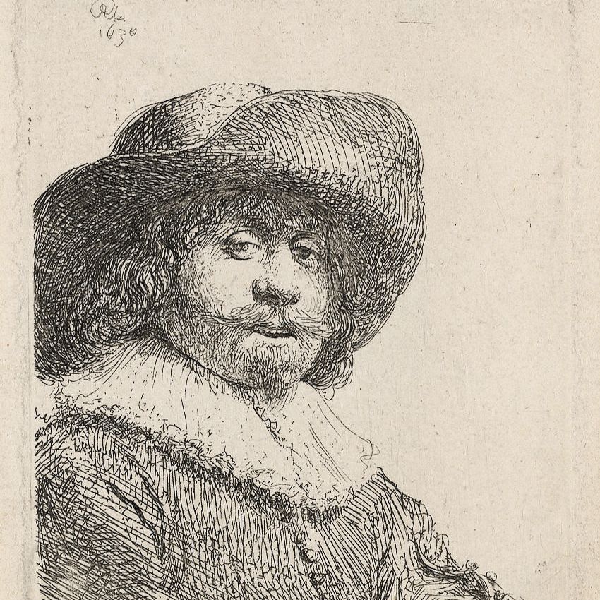 Rembrandt van Rijn — Мужчина в широкополой шляпе (Б., Зал. 311; Н. 158)