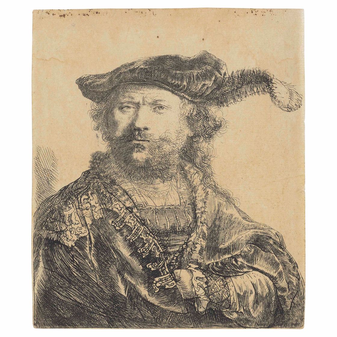 Rembrandt van Rijn — Автопортрет в бархатной шапочке с плюмажем